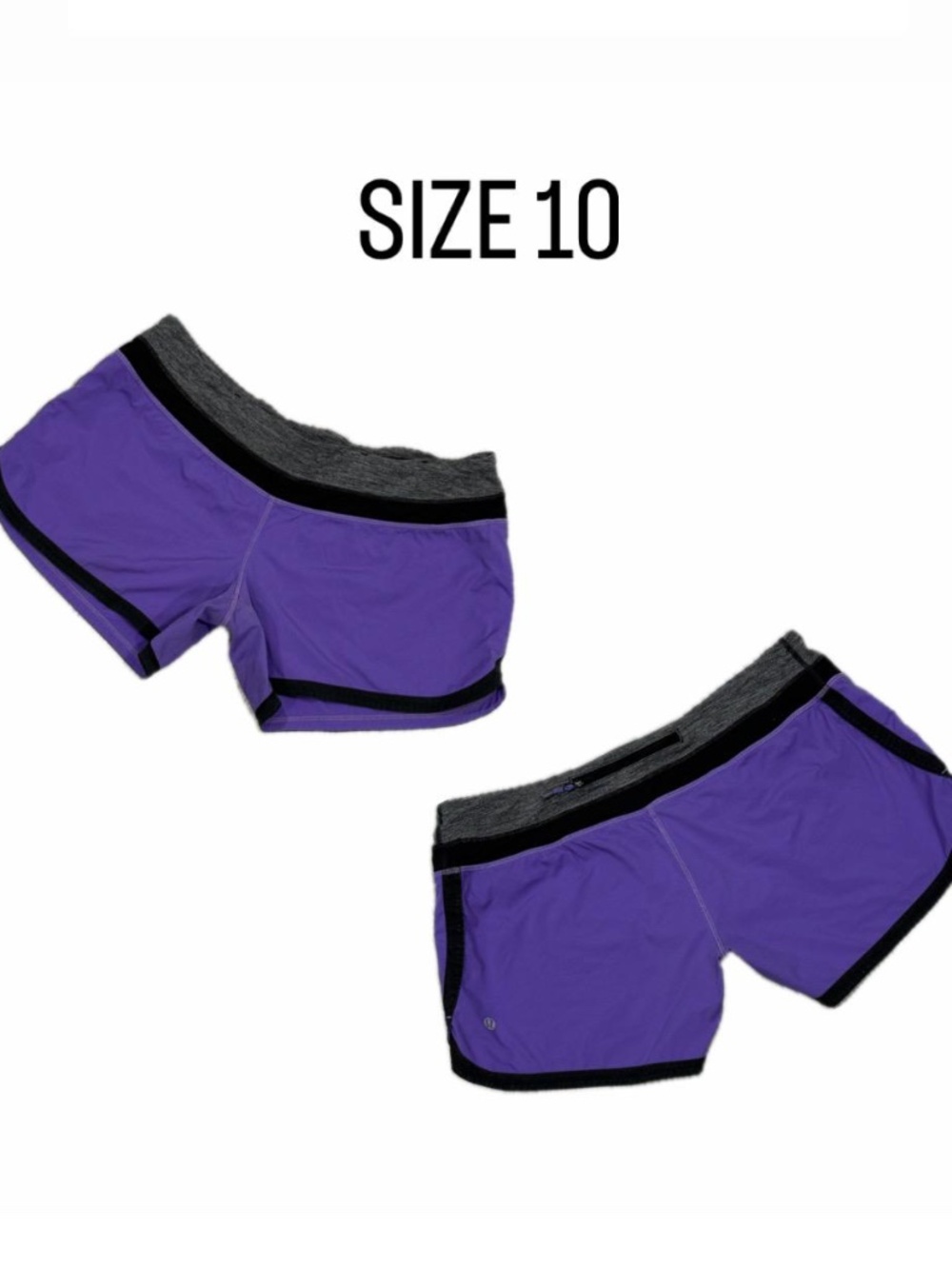 Lululemon Athletica Low Rise Running Shorts Purple & Heathered Grey - Size 10